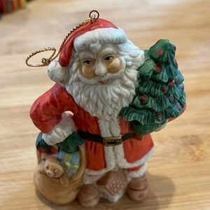 Vintage Silvestri Christmas Ornament 4" Tall Santa Porcelain Ornament